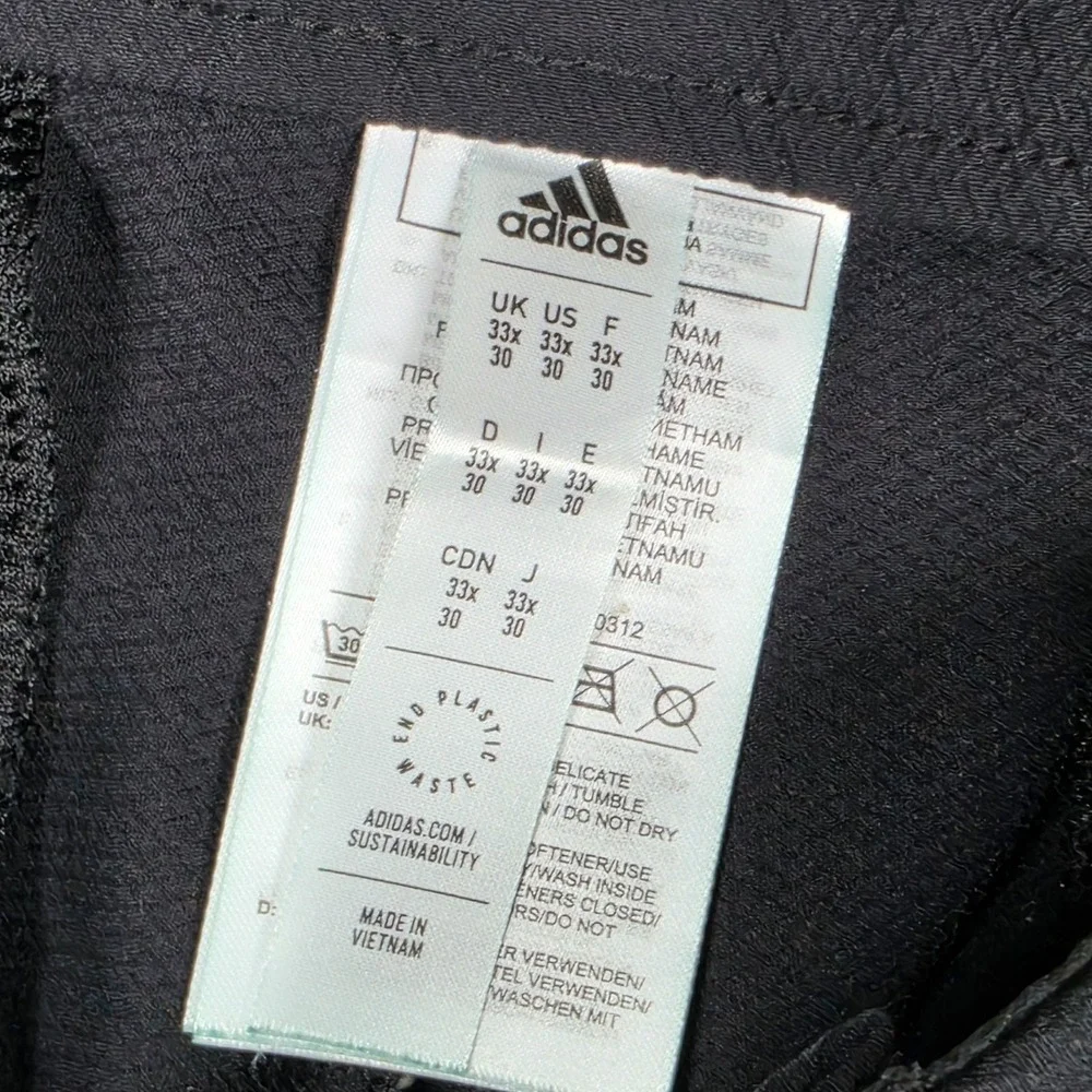 Adidas Golf Pants Mens 33x30 Black Slim Fit Go To Winds Jogger Textured Slim Fit